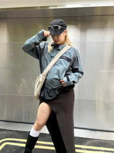 HYEIN SEO - Biker Jacket - AW25 - SLATE GREY